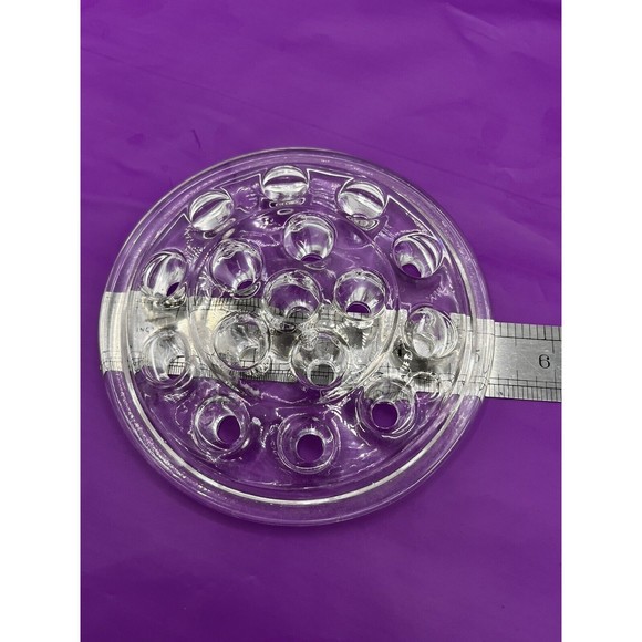 Glass Flowering Frog Round Large 15 Hole Floral 5" Clear Marble Display - Picture 2 of 4